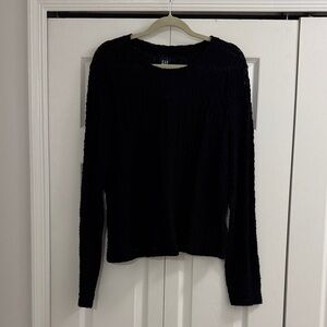 GAP Black Textured Long Sleeve Tee